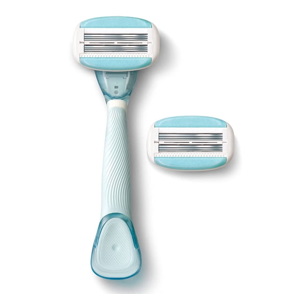 BDIUA-Dorco EVE6 Razors for Extra Smooth Shaving | 1 Razor Handle & 2 Blade Refills | 6 Curved Blades with Flexible Aloe Vera Moisture Bar | Interchangeable Cartridges for Sensitive Skin