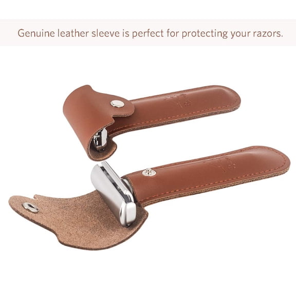 BDIUA-Double Edge Leather Razor Case -Genuine Leather Double Edge Safety Razor Perfect for Any Safety Razor. Keeps Your Razor and Razor Blade Safe. Extra Wide top to fit All Kinds of Razors