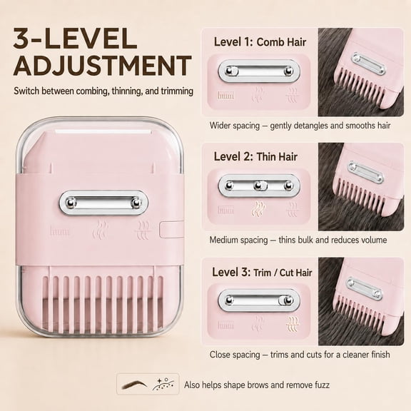BDIUA-Double-Sided Razor and Comb for Women, 5-in-1 Manual Hair Trimmer Comb for Thinning, Trimming Bangs, Cutting Hair, Shaping Eyebrows, and Shaving, with Sharp Edges, Compact and Portable