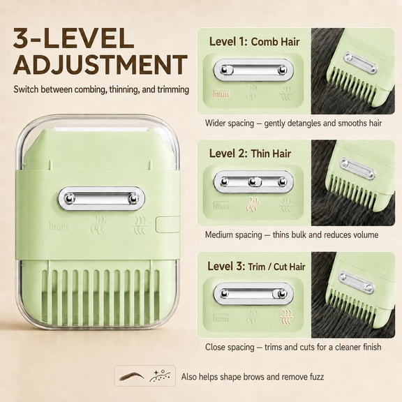 BDIUA-Double-Sided Razor and Comb for Women, 5-in-1 Manual Hair Trimmer Comb for Thinning, Trimming Bangs, Cutting Hair, Shaping Eyebrows, and Shaving, with Sharp Edges, Compact and Portable