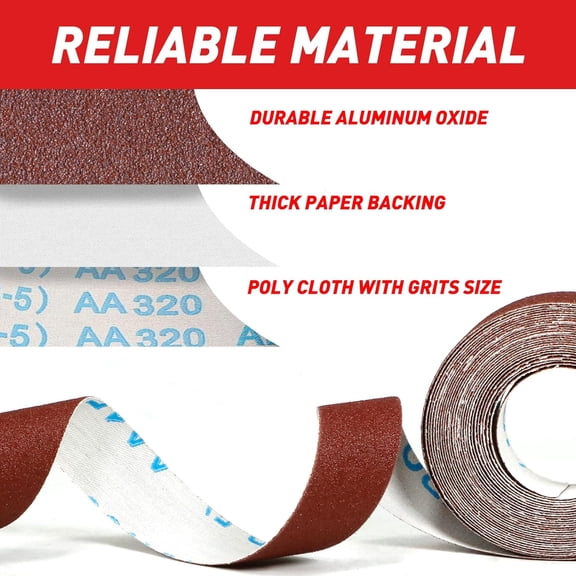 BDIUA-Emery Cloth Roll, 400 Grit Sandpaper Roll, 1" x 98 Feet Long Red Continuous Sand Paper Roll, Wet and Dry Emory Cloths for Metal, Polishing and Surface Treatment of Wood,Furniture