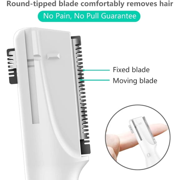 BDIUA-Eyebrow Trimmer, Precision Electric Eyebrow Razor for Women Battery-Operated Facial Hair Remover with Comb No Pulling Sensation Painless for Face Chin Neck, Upper-Lip, Peach-Fuzz