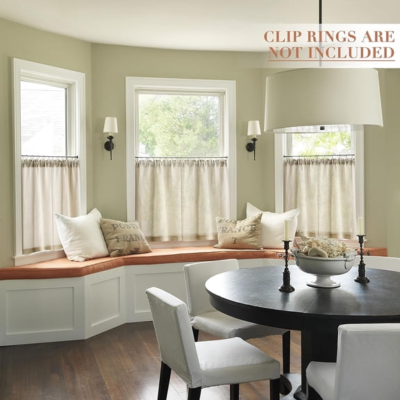 BDIUA-Farmhouse Kitchen Semi Sheer Curtains Cafe Linen Tier Curtains 30 Inch Length Bathroom Short Small Half Window Curtains Rod Pocket 2 Panels,Light Tan