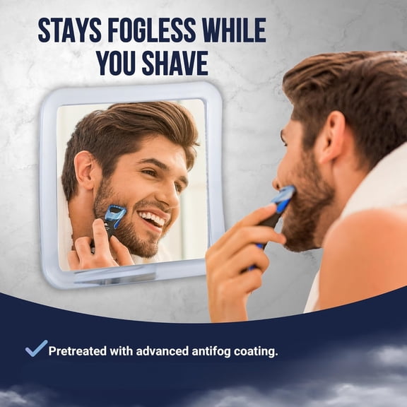 BDIUA-Fogless Shower Mirror for Shaving with Upgraded Suction, Anti Fog Shatterproof Surface and 360 Swivel - 6.3" x 6.3"