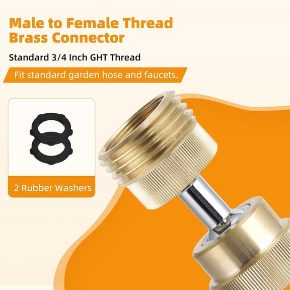 BDIUA-Garden Hose Adapter, 3/4 Inch Swivel Brass Garden Hose Protector, Dual Rotation Male to Female Brass Connector with Extra 2 Washers