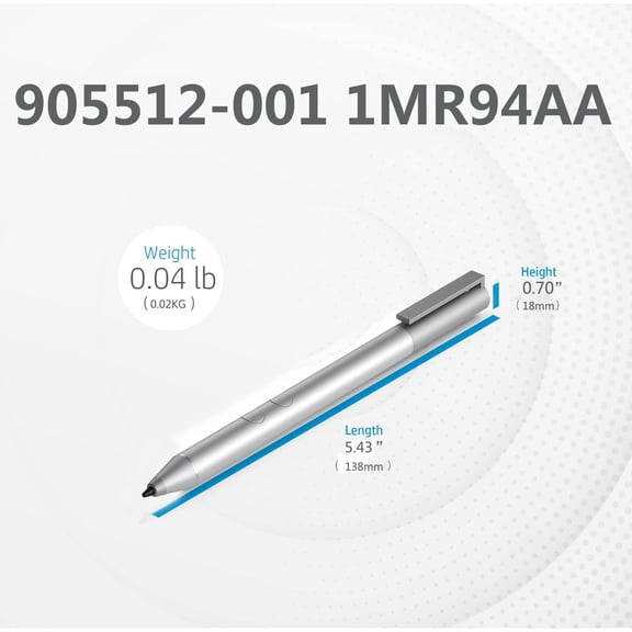 BDIUA-Genuine Digital Stylus Pen for HP Envy/Spectre 2-in-1 Series Laptops, Support MPP with Pressure Sensitivity, Compatible HP Active Pen 1MR94AA/905512-001, Silver