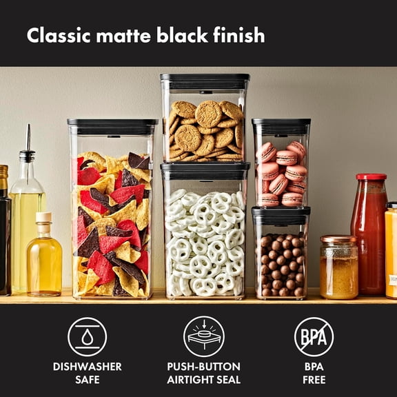 BDIUA-Good Grips POP Container Big Square Short 2.8 Qt / 2.6 L Matte Black, Organization and Storage Solution