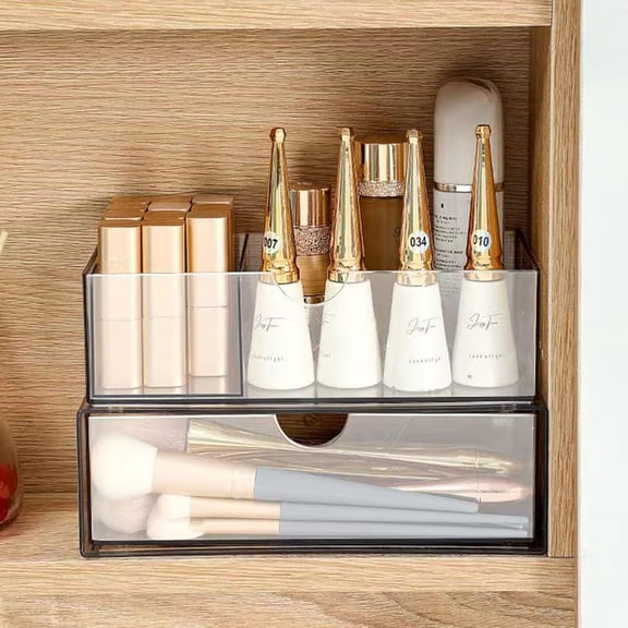 BDIUA-Hair Accessories Organizer for Girls, Clear Acrylic Hair Tie Organizer, or Headband, bowsCute Small Stackable Storage Drawer Container Caddy Box for Bathroom Vanity Countertop 2PCS