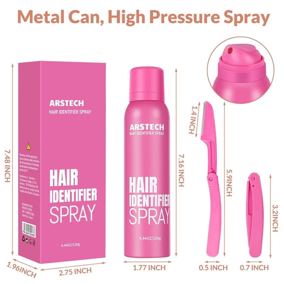 BDIUA-Hair Identifier Spray for Face Shaving Dermaplaning Tool Skin Body Dermaplaning Spray for Women with 4 Face Razor for Face Shaver Hair Removal Kit Excess Hair Dermaplane Razor for Women Face