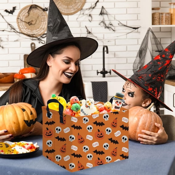 BDIUA-Halloween Ghost thriller basket,Empty Halloween basket,Horror and thriller decor,Trick or Treat Box for Boys and Girls,Horror decor(Bat pumpkin)