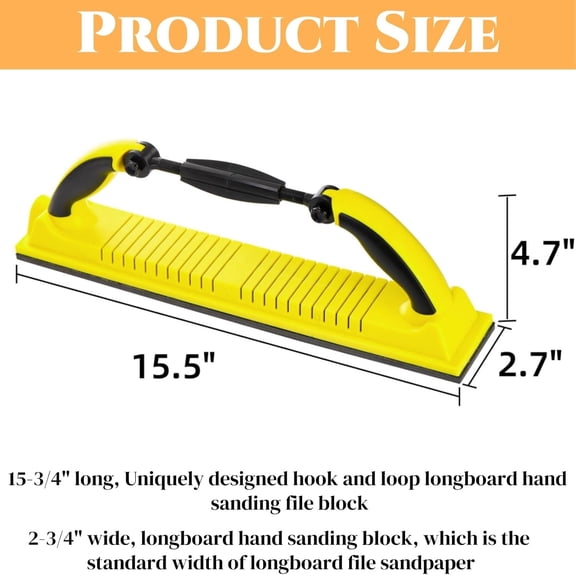 BDIUA-Hand Sanding File Block, Adjustable Radius Flex Longboard Sanding Block with Hook & Loop Backing, Use Continuous Rolls Sandpaper Sheets for Automotive, Woodworking