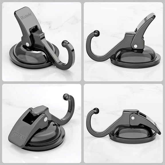 BDIUA-Heavy Duty Vacuum Suction Cup Hooks (2Pack) for Shower,Glass Window,Kitchen&Bathroom&Restroom OrganizationGun Silver.