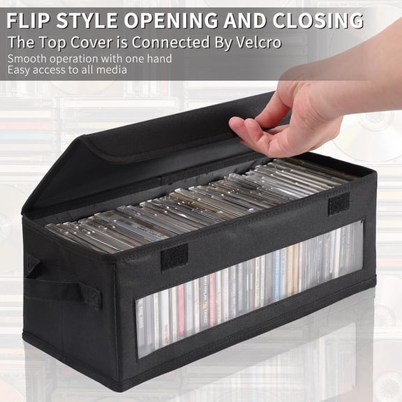 BDIUA-Home CD Storage Box, Tape Cassette Display Stand With Handle, Movie Box, DVD, Optical Disc Rack, Suitable For Living Room And Desktop