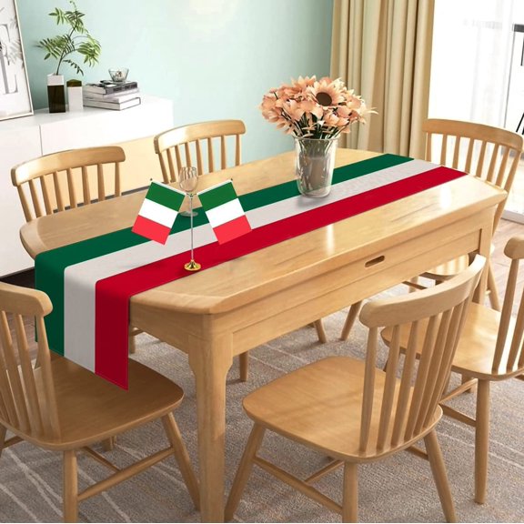 BDIUA-Italian Table Runner 90 Inches Long International Italian Flag Design Decorations Home Kitchen Dining Room Dinner Linen Decor