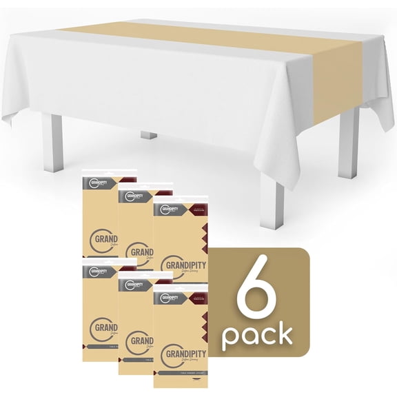 BDIUA-Ivory 6 Pack Premium Disposable Plastic Table Runner 14 x 108 Inch. Table Runner for Dinner Parties & Events by