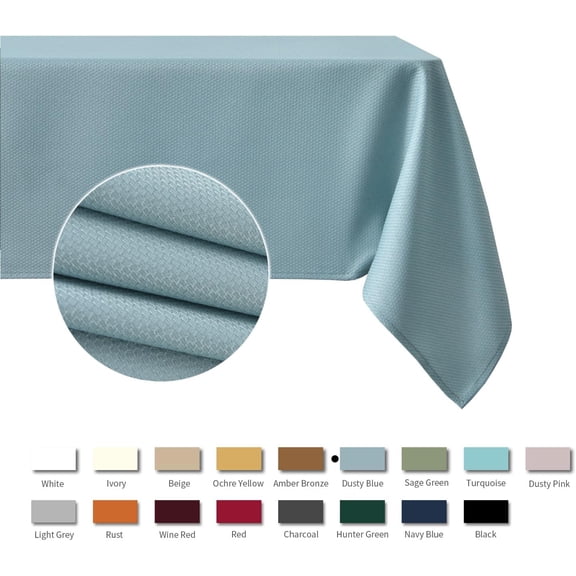 BDIUA-Jacquard Square Tablecloth Stain Resistant Spillproof Wrinkle Free Washable Soft Table Cloth, Decorative Fabric Table Cover for Dining Room, Indoor and Outdoor Use, 52 x 52 Inch, Dusty Blue