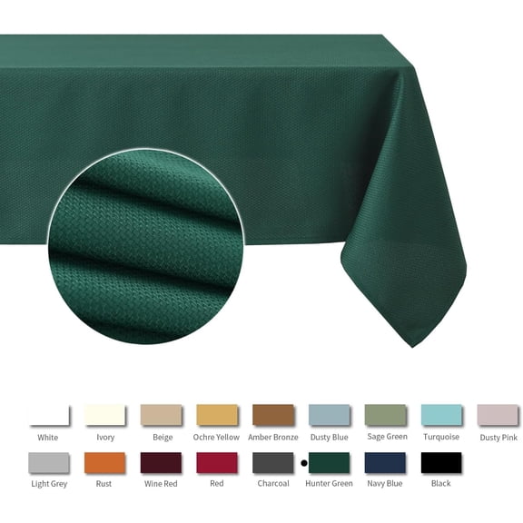 BDIUA-Jacquard Square Tablecloth Stain Resistant Spillproof Wrinkle Free Washable Soft Table Cloth, Fabric Table Cover for Dining Room, Indoor and Outdoor Use, 52 x 52 Inch, Hunter Green