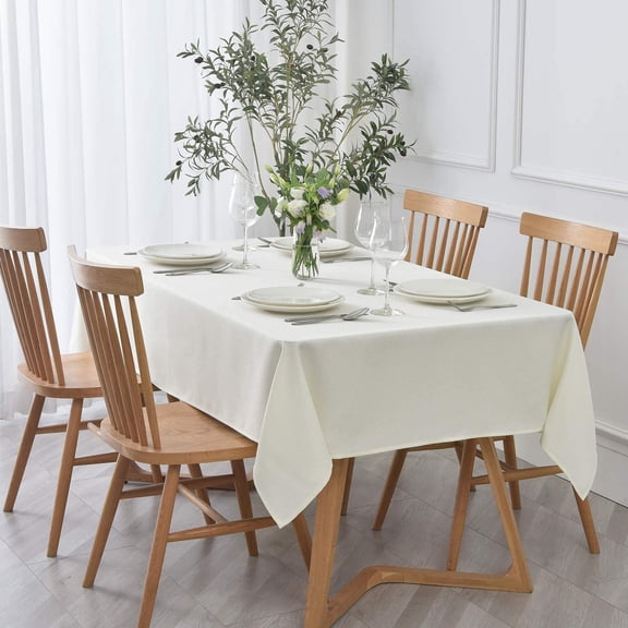 BDIUA-Jacquard Square Tablecloth Stain Resistant Waterproof Wrinkle Resistant Washable Soft Table Cloth, Decorative Fabric Table Cover for Dining Room, Indoor and Outdoor Use, 52 x 52 Inch, Ivory