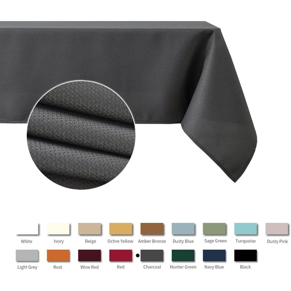 BDIUA-Jacquard Square Tablecloth Stain Resistant Waterproof Wrinkle Resistant Washable Soft Table Cloth, Fabric Table Cover for Dining Room, Indoor and Outdoor Use, 52 x 52 Inch, Charcoal