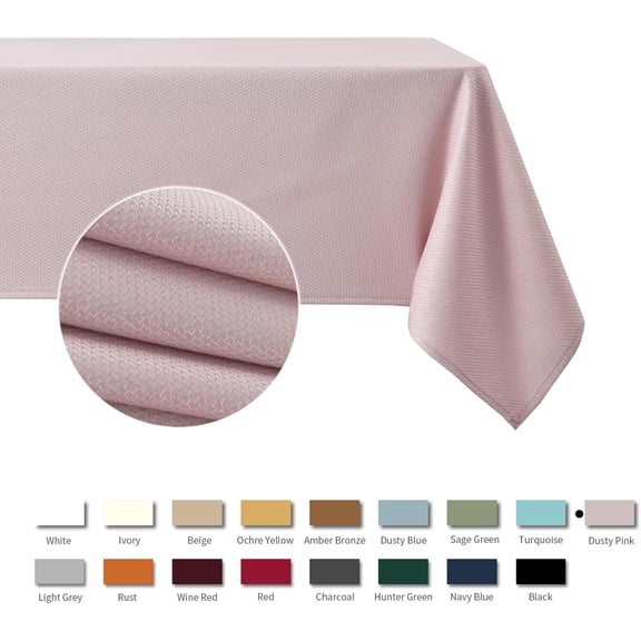 BDIUA-Jacquard Square Tablecloth Waterproof Spillproof Wrinkle Resistant Soft Textured Table Cloth for Dinner and Party Washable Polyester Fabric, Indoor and Outdoor Use, 60 x 60 Inch, Dusty Pink