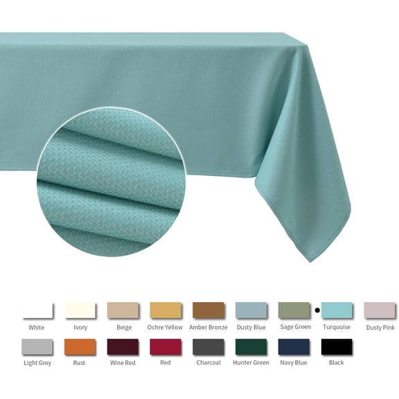 BDIUA-Jacquard Square Tablecloth Waterproof Spillproof Wrinkle Resistant Soft Textured Table Cloth for Dinner and Party Washable Polyester Fabric, Indoor and Outdoor Use, 60 x 60 Inch, Turquoise