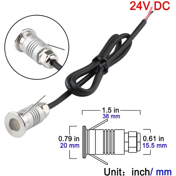 BDIUA-LED Mini In-Ground Starlight, 1W 24V DC Low Voltage Recessed Well Light, IP67 Waterproof, Buried Underground Marker Outdoor Landscape Lighting,Warm White 3000K (24V DC, 1 Pack)