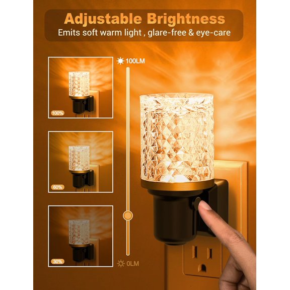 BDIUA-LED Night Light Amber, Dimmable Night Lights Plug into Wall, Modern Nightlight with Auto On Off Light Sensor, Amber Night Light 0-100LM Brightness for Bathroom Hallway Bedroom Decor