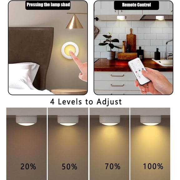 BDIUA-LED Puck Lights 3 Pack,16 Color Changeable Wireless LED Cabinet Lights,Battery Operated Night Light with Dimmer & Timmer for Bedroom,Closet, Kitchen,White