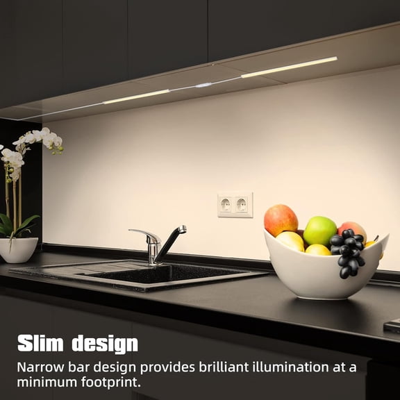 BDIUA-LED Under Cabinet Lighting, 2pcs x 12 Inch Dimmable, USB Plug-in Under Counter Lights with Memory Function, Natural White 4000K