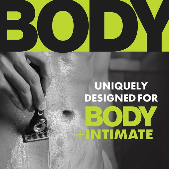 BDIUA-Labs Body + Intimate Razor For Men, Handle + 2 Blade Refills