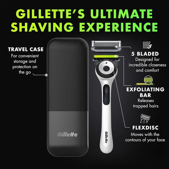 BDIUA-Labs Shaving Razor for Men, White Edition Handle, 2 Blade Refills and Travel Case, Gift Set