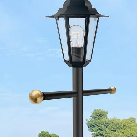 BDIUA-Lamp Post Cross Arm 16 inch Steel Lamp Post Cross Bar Ladder Rest Post Cross Arm Replacement for Outdoor Lamp Post (Gold 1Pack)