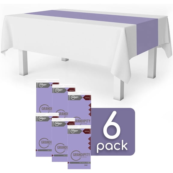 BDIUA-Lavender 6 Pack Premium Disposable Plastic Table Runner 14 x 108 Inch. Table Runner for Dinner Parties & Events by