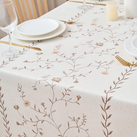 BDIUA-Leaf Vinyl Tablecloth 78 Inch, Print Dining Table Cloth Waterproof Wipe Clean Table Cover for Kitchen Picnic, 54 x 78 Inch