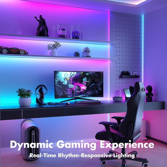 BDIUA-Led Lights for Bedroom 100FT Smart IC+RGB, Music Sync Color Changing Strip Lights, 24Key Remote+App Control Light Strip for BedHead,Underbed,Ceiling,Background Wall(2Rolls of 50FT)