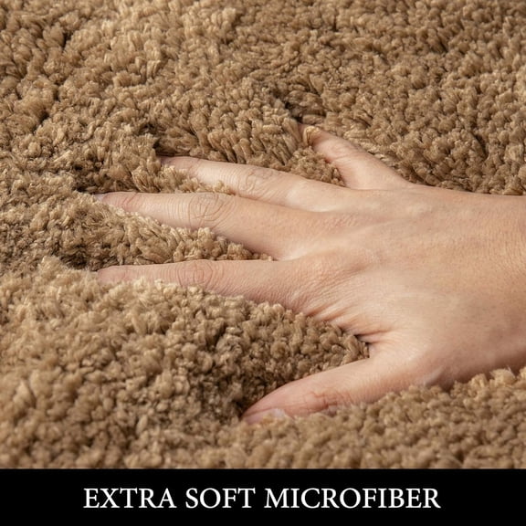 BDIUA-Light Brown Bathroom Runner Rugs, Soft Absorbent Microfiber Long Bath Rugs Non Slip Quick Dry Fluffy Bath Mats for Bathroom Floor, Machine Washable, 16x60 Inch