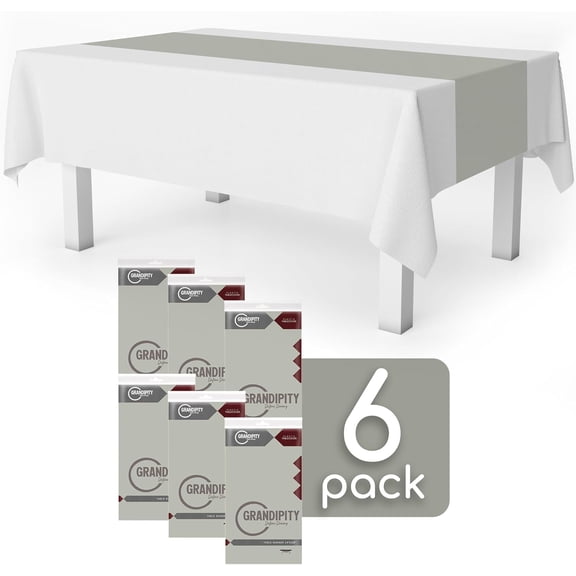 BDIUA-Light Grey 6 Pack Premium Disposable Plastic Table Runner 14 x 108 Inch. Table Runner for Dinner Parties & Events by