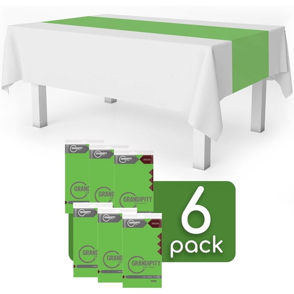 BDIUA-Lime Green 6 Pack Premium Disposable Plastic Table Runner 14 x 108 Inch. Table Runner for Dinner Parties & Events by