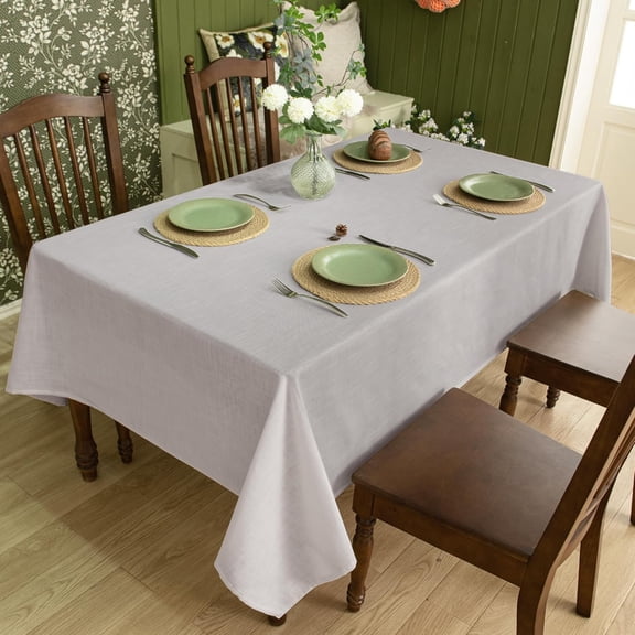 BDIUA-Linen Textured Square Tablecloth, Slubby Lightweight Table Cloth 52 x 52 Inch, Water Resistant Stain Resistant Farmhouse Burlap Table Cover for Kitchen Dining Room