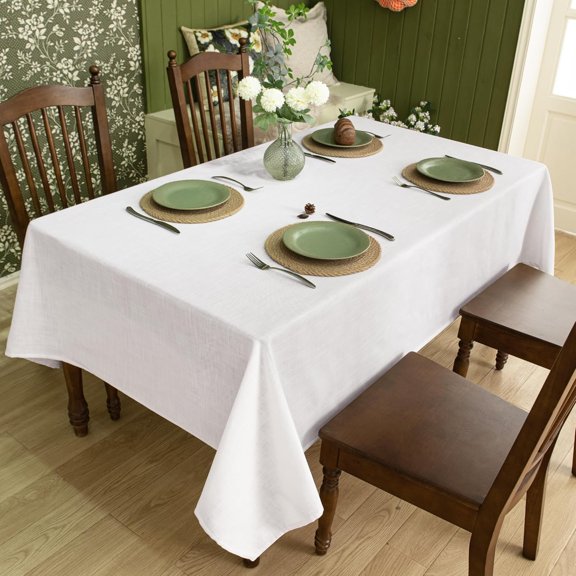 BDIUA-Linen Textured Square Tablecloth, Slubby Lightweight Table Cloth 60 x 60 Inch, Water Resistant Stain Resistant Farmhouse Burlap Table Cover for Kitchen Dining Room