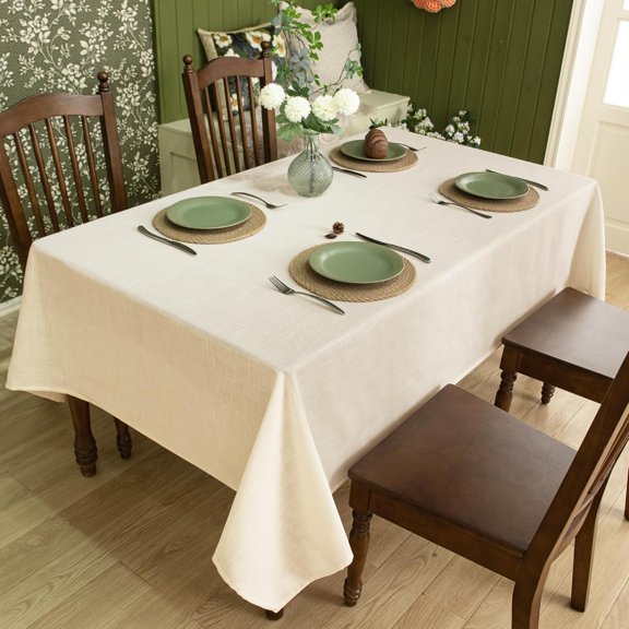BDIUA-Linen Textured Square Tablecloth, Slubby Lightweight Table Cloth 60 x 60 Inch, Water Resistant Stain Resistant Farmhouse Burlap Table Cover for Kitchen Dining Room
