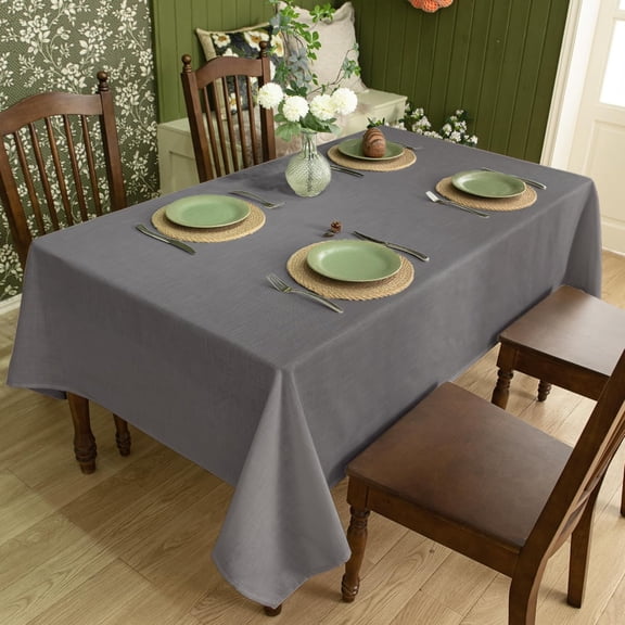 BDIUA-Linen Textured Square Tablecloth, Slubby Lightweight Table Cloth 60 x 60 Inch, Water Resistant Stain Resistant Farmhouse Burlap Table Cover for Kitchen Dining Room