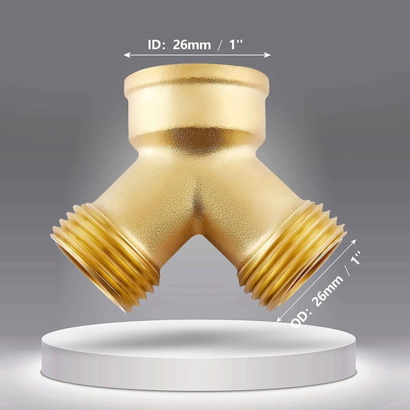 BDIUA-Litorange 1 PCS Lead-free Brass Body Backyard 2 Way Y Valve Garden Hose Connector MHT 3/4" Inch Thread Splitter Adapter + 2 Rubber Hose Washers