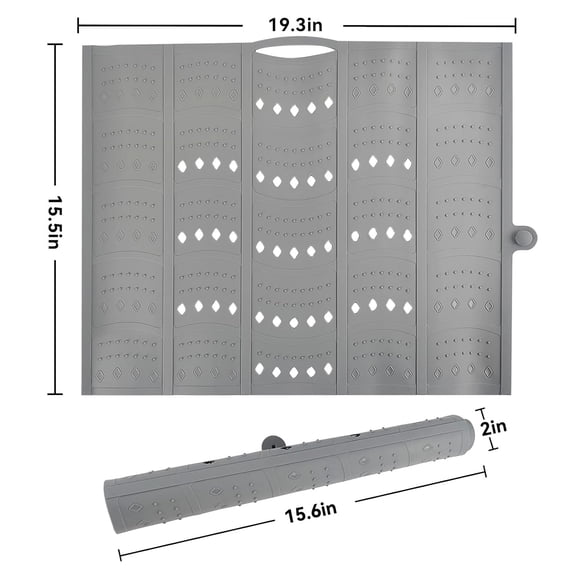 BDIUA-Makeup Mat for Sink, Bathroom Sink Cover for Counter Space, Foldable Silicone Sink Mat Organizer Countertop RV Space Saver, Gray, 19.3" x 15.5"