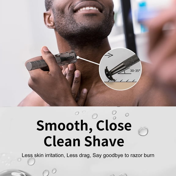 BDIUA-Matte Gun Black Safety Razor, Single Blade Razors for Men | Reusable Metal Razor, with 10 Platinum Coated Double Edge Blades, Smooth & Close & Comfort Shave, Eco-Friendly, Plastic Free