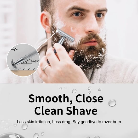 BDIUA-Matte Silver Safety Razor, Single Blade Razors for Men | Reusable Metal Razor, with 10 Platinum Coated Double Edge Blades, Smooth & Close & Comfort Shave, Eco-Friendly, Plastic Free