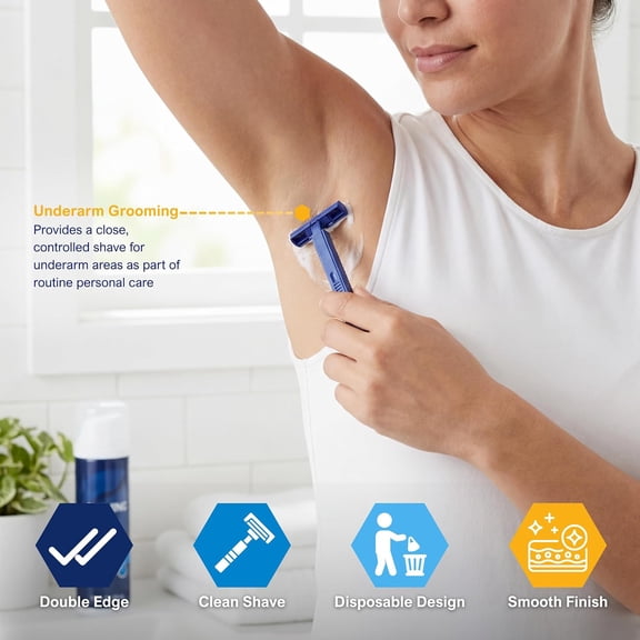 BDIUA-Medical Razor, Double Edge Shaver (Medpride Disposable Razors | 50-Pack| Twin Blades & Easy Grip For Max Control & Smoothness| Unisex, Smooth & Comfortable Shaving Care for Men & Women)
