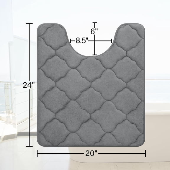 BDIUA-Memory Foam Toilet Rugs U-Shaped 24x20, Ultra Soft and Absorbent Bathroom Rugs, Non-Slip, Comfortable, Machine Washable Contour Bath Mat for Toilet Base, Home Decor Accessories, Dark Grey
