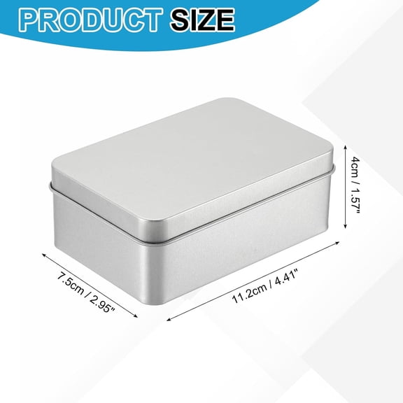 BDIUA-Metal Tin Box, 4.4 x 2.9 x 1.6 Inch Rectangular Storage Tin Box with Lid Portable Tinplate Container for Home Organizer Crafts Gifts Keys Cookies Cards Candles Storage
