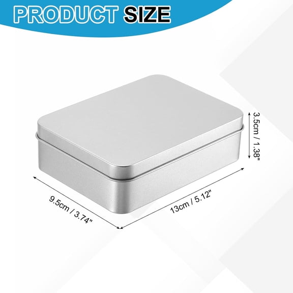 BDIUA-Metal Tin Box, 5.1 x 3.7 x 1.4 Inch Rectangular Storage Tin Box with Lid Portable Tinplate Container for Home Organizer Crafts Gifts Keys Cookies Cards Candles Storage